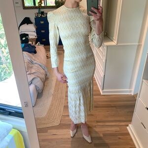 DESIGNER RHODE White & Gold Midi Dress XS.